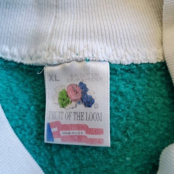 Vtg 90's Collared Teal Collared Cottagecore Grandma Sweatshirt - Picture 4 of 7